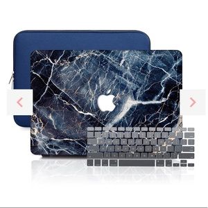 Blue marble MacBook Pro 13 case, sleeve, & key pad